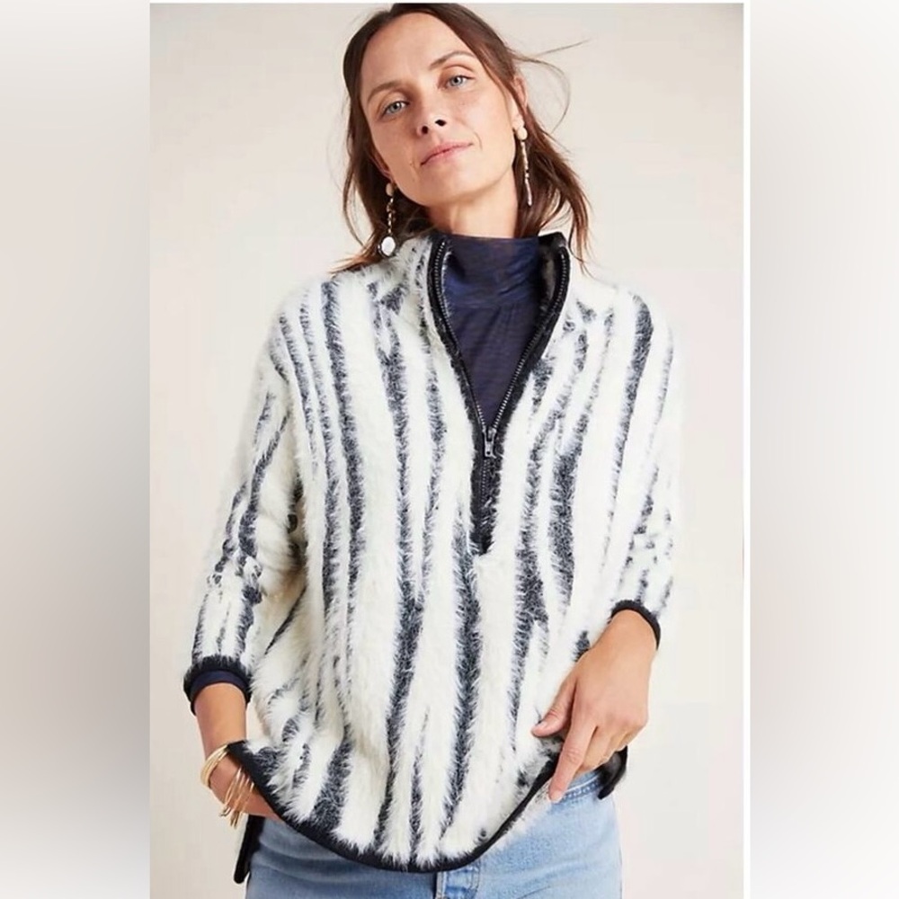 Anthropologie Cindy Zebra Eyelash Sweater